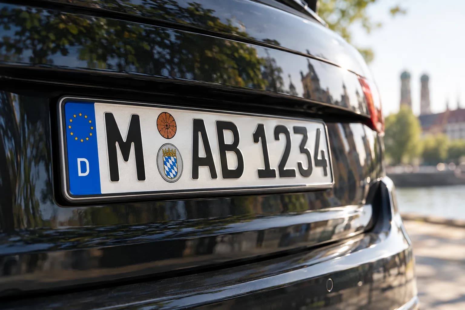 Kfz-Kennzeichen am Heck eines Autos